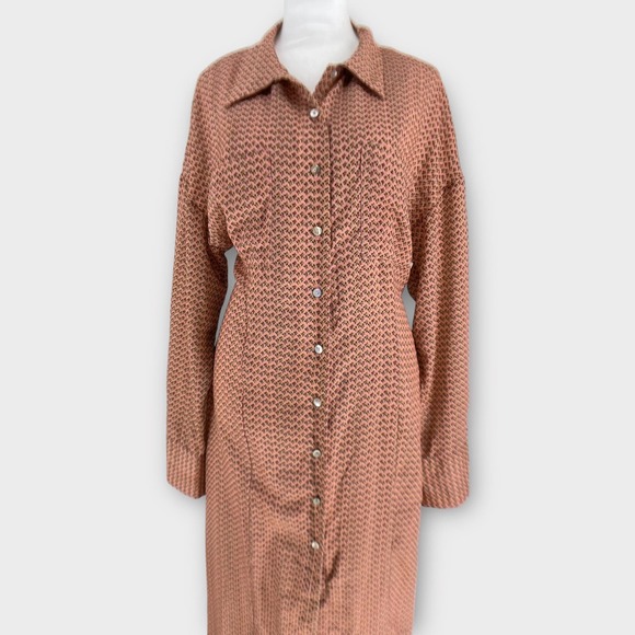 Zara Floral Print Silky Long Sleeve Button Front Shirt Maxi Dress L - Picture 4 of 15